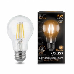 Лампа Gauss LED Filament A60 E27 6W 600lm 2700К 102802106