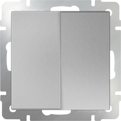 Выключатель двухклавишный проходной Werkel W1122006 (WL06-SW-2G-2W Серебряный)