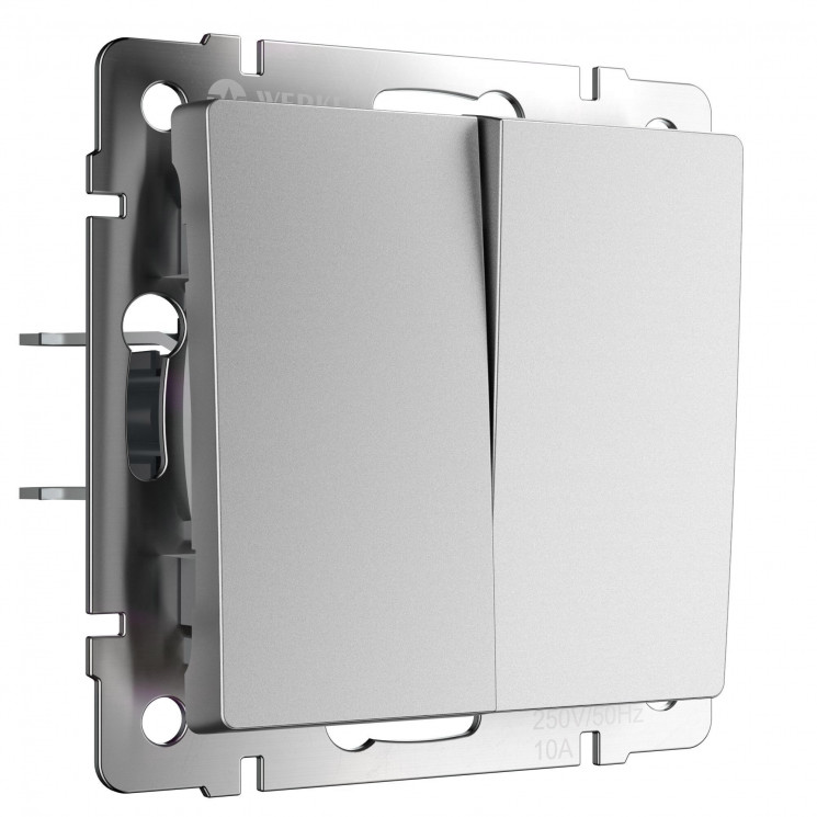 Выключатель двухклавишный проходной (серебряный матовый) W1122065 Werkel