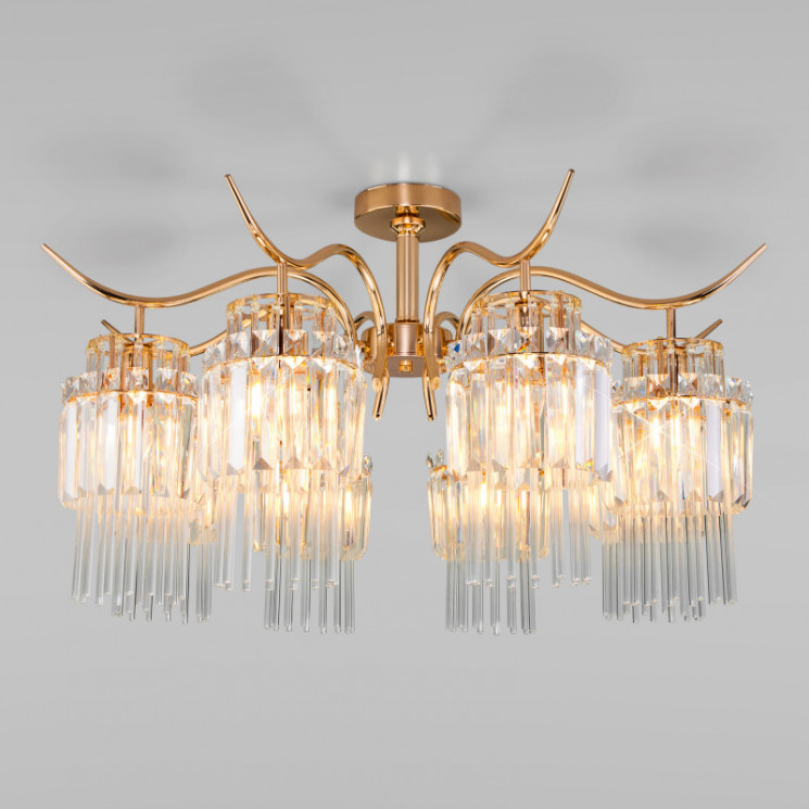 Люстра на штанге Eurosvet 10119/8 золото/прозрачный хрусталь Strotskis Sevilia