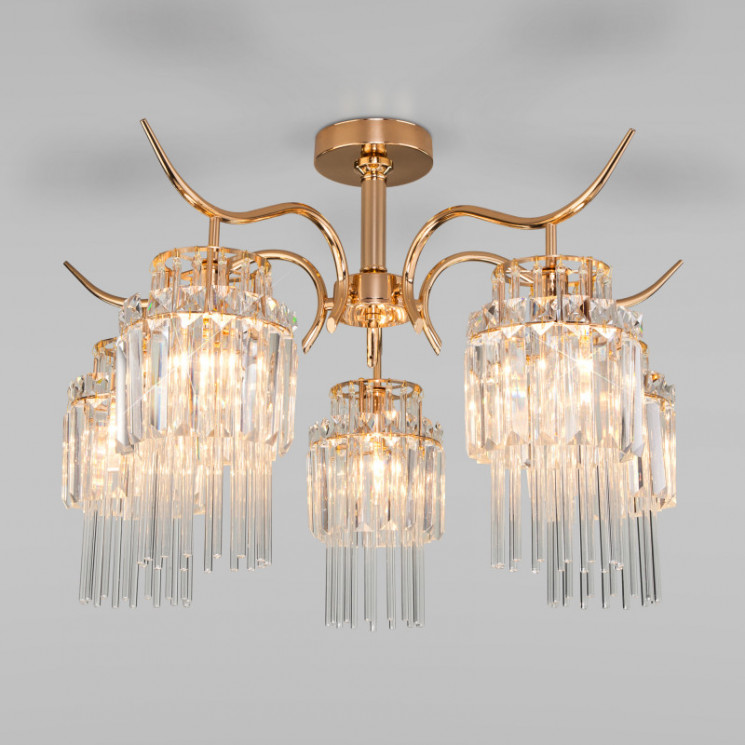 Люстра на штанге Eurosvet 10119/5 золото/прозрачный хрусталь Strotskis Sevilia