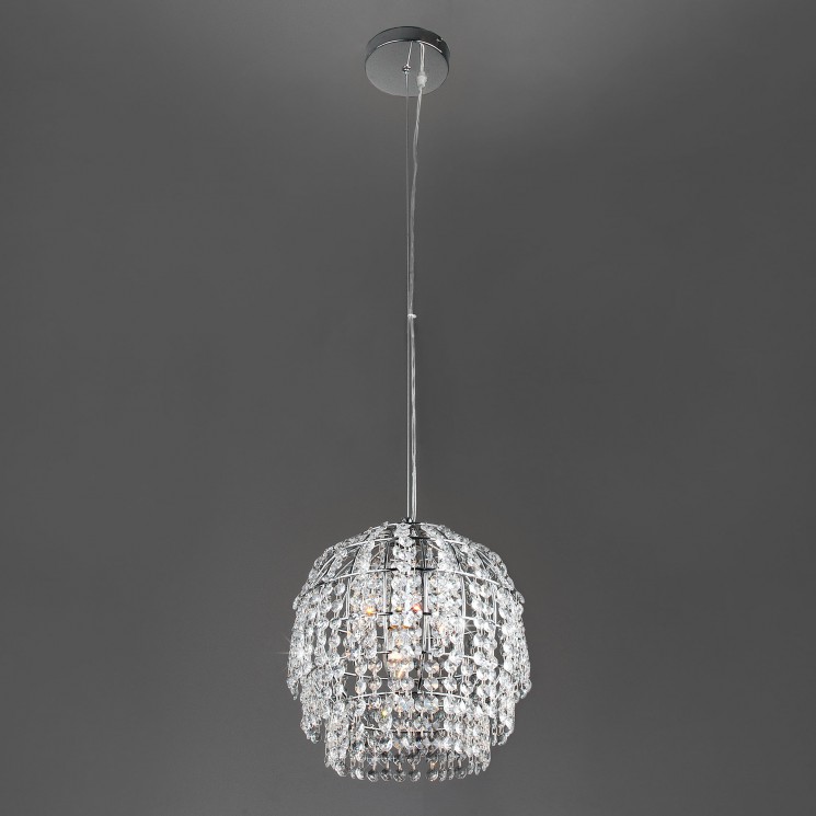 Подвесной светильник Eurosvet 10091/1 хром/прозрачный хрусталь Strotskis Oliver