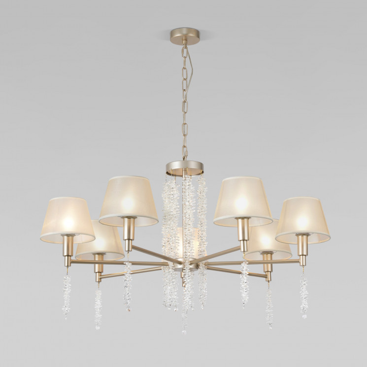 Подвесная люстра с тканевыми абажурами Eurosvet 60148/7 матовое золото Charuel