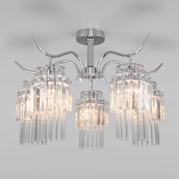 Люстра на штанге Eurosvet 10119/5 хром/прозрачный хрусталь Strotskis Sevilia