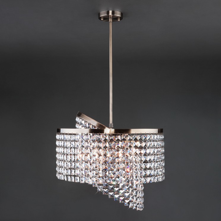 Подвесной светильник Eurosvet 10090/5 античная бронза/прозрачный хрусталь Strotskis Leoni