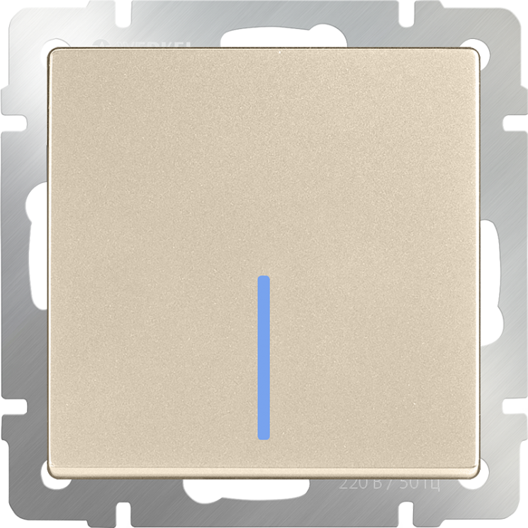 Выключатель одноклавишный проходной с подсветкой шампань Werkel W1112111 (WL11-SW-1G-2W-LED)