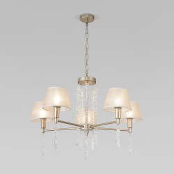 Подвесная люстра с тканевыми абажурами Eurosvet 60148/5 матовое золото Charuel
