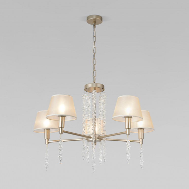 Подвесная люстра с тканевыми абажурами Eurosvet 60148/5 матовое золото Charuel