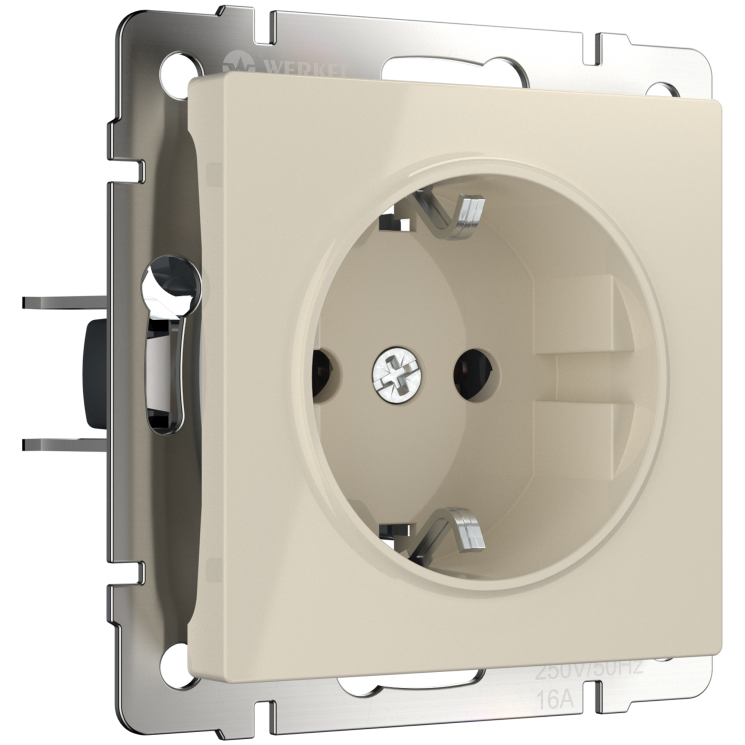 Розетка с заземлением безвинтовой зажим Werkel W1171303 (WL03-10-01 слоновая кость)