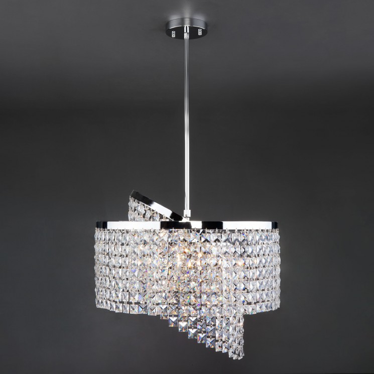 Подвесной светильник Eurosvet 10090/5 хром/прозрачный хрусталь Strotskis Leoni