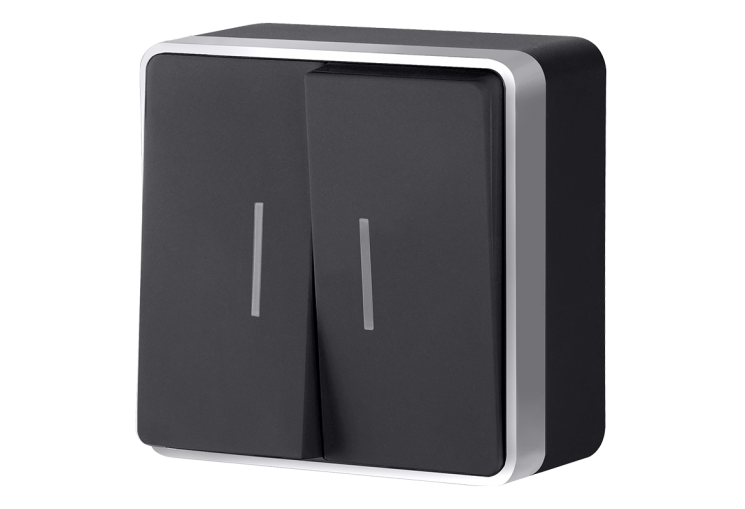 Выключатель двухклавишный с подсветкой Gallant WL15-03-03 черный /хром