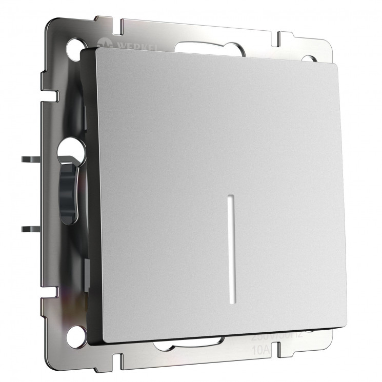 Выключатель одноклавишный с подсветкой (серебряный матовый) W1110165 Werkel