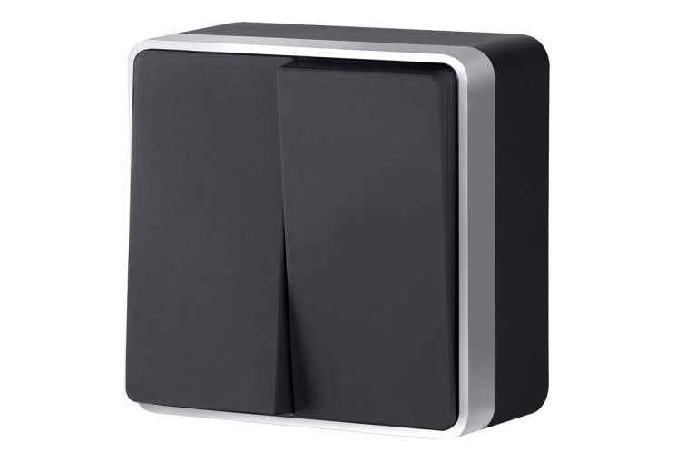 Выключатель  двухклавишный Gallant W5020035 (WL15-03-01) черный /хром