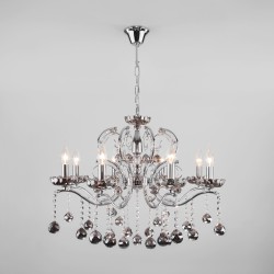 Подвесная люстра с хрусталем Eurosvet Brezza 10107/8 хром/дымчатый хрусталь Strotskis