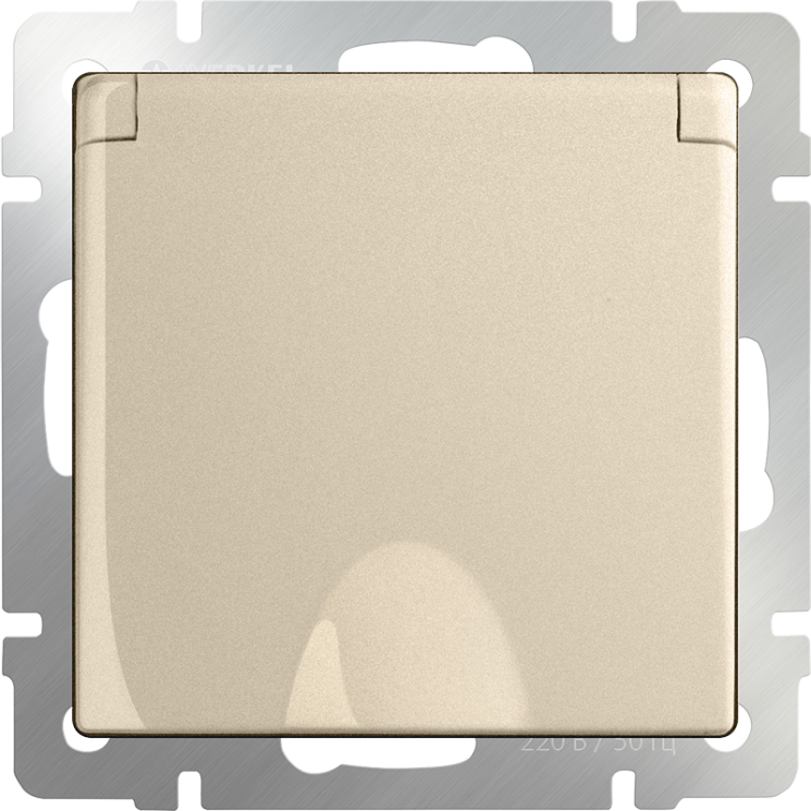 Розетка влагозащ. с зазем. с защит. крышкой и шторками шампань Werkel W1171211 (WL11-SKGSC-01-IP44)