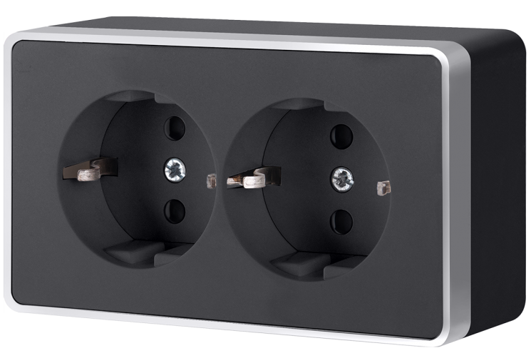 Розетка двойная с заземлением Gallant Werkel W5072135 (WL15-02-03) черный /хром