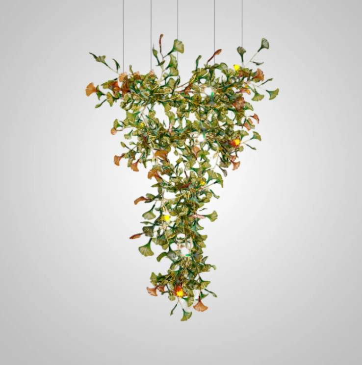 Подвесная люстра ELLING D1200mm H2500mm Green 24хG9 латунь/зеленое стекло