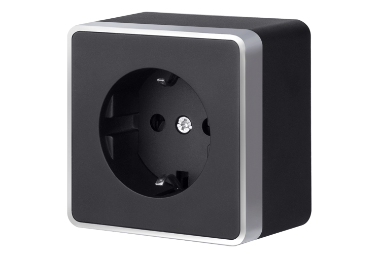 Розетка с заземлением Gallant Werkel W5071035 (WL15-02-01) черный /хром