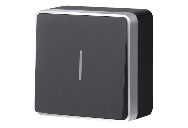 Выключатель одноклавишный с подсветкой Gallant WL15-01-04 черный /хром