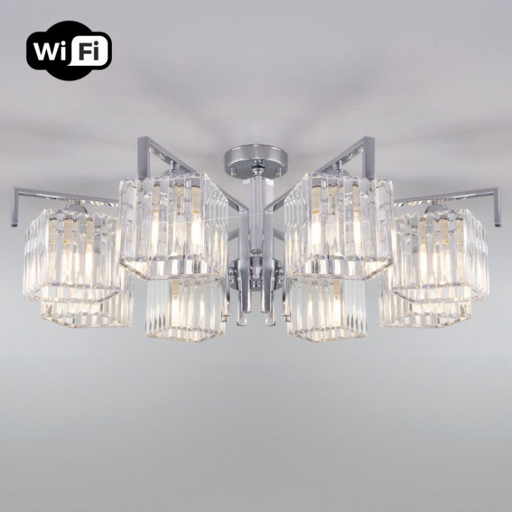 Люстра на штанге Eurosvet 10126/8 хром/прозрачный хрусталь Strotskis Smart (10117/8) April