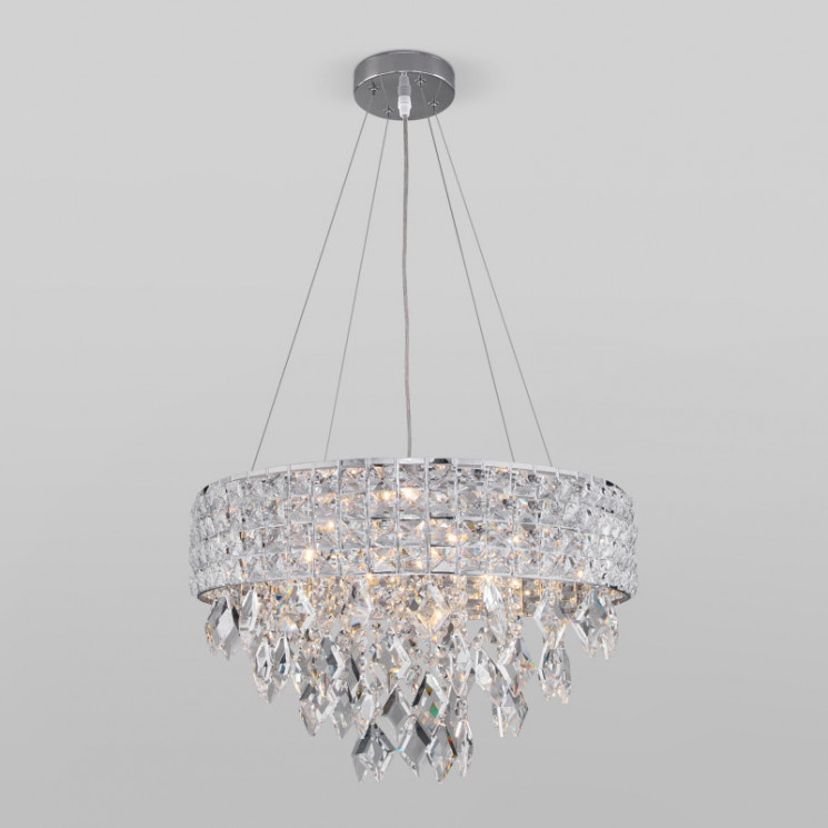 Каскадная люстра Eurosvet 10115/5 хром/прозрачный хрусталь Strotskis Kira