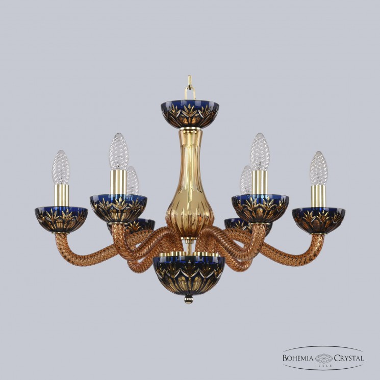 Хрустальная люстра 1309/6/200 G Am/Amber-Blue/H-1I Bohemia Ivele Crystal