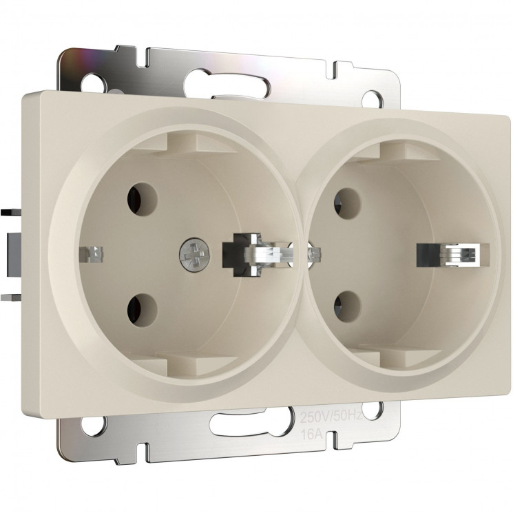 Розетка двойная с заземлением (айвори матовый) W1172062 Werkel