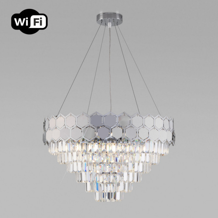 Каскадная люстра Eurosvet 10124/8 хром/прозрачный хрусталь Strotskis Smart (10113/8) Ariana