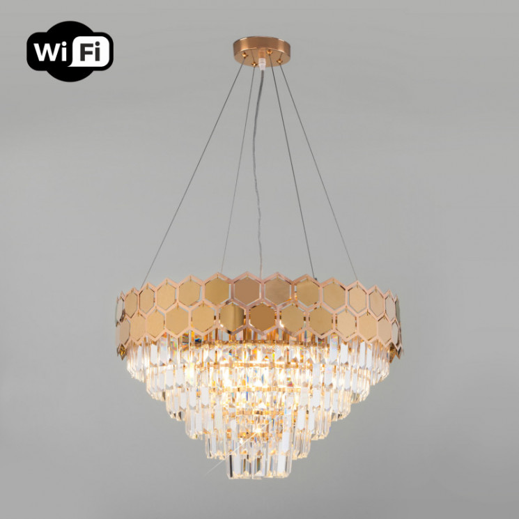 Каскадная люстра Eurosvet 10124/8 золото/прозрачный хрусталь Strotskis Smart (10113/8) Ariana