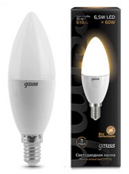 Лампа Gauss 103101107 LED Candle E14 6.5W 100-240V 2700К