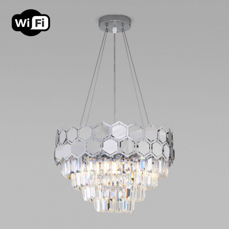 Каскадная люстра Eurosvet 10124/5 хром/прозрачный хрусталь Strotskis Smart (10113/5) Ariana