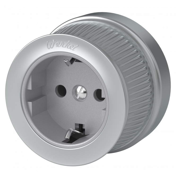 Розетка с заземлением (Матовый хром) Ретро Werkel WL19-10-01