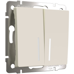 Выключатель двухклавишный проходной с подсветкой (айвори матовый) W1122162 Werkel