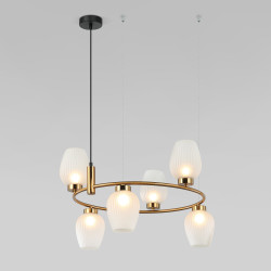 Подвесная люстра со стеклянными плафонами Eurosvet 30183/6 латунь Alva