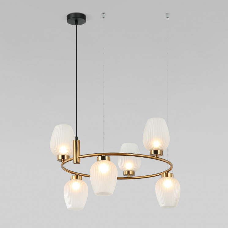 Подвесная люстра со стеклянными плафонами Eurosvet 30183/6 латунь Alva