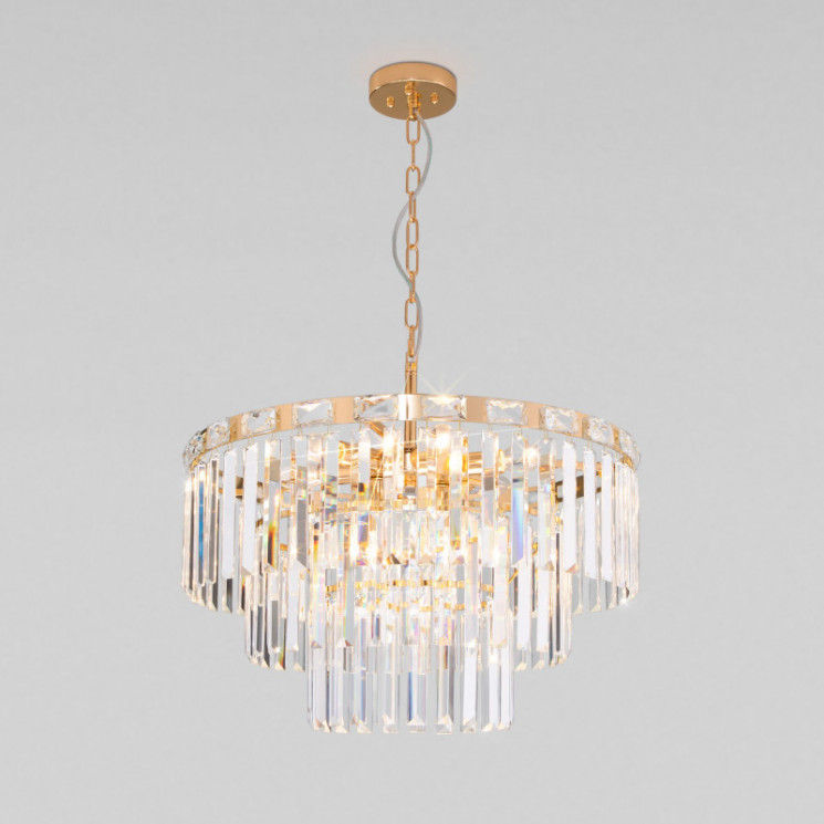 Подвесная люстра Eurosvet 10130/8 золото/прозрачный хрусталь Strotskis Elegante