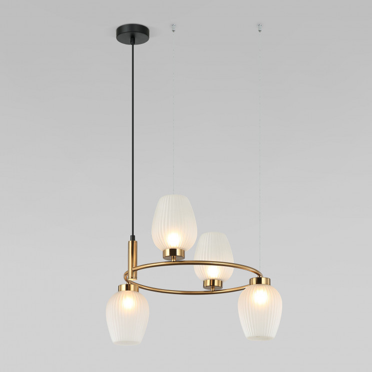 Подвесная люстра со стеклянными плафонами Eurosvet 30183/4 латунь Alva