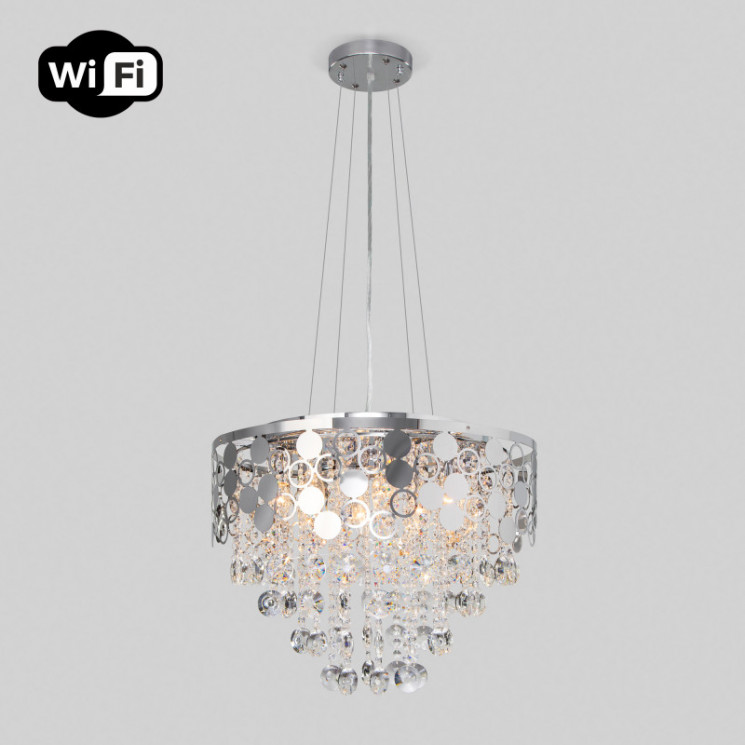 Каскадная люстра Eurosvet 10123/8 хром/прозрачный хрусталь Strotskis Smart (10114/8) Lianna