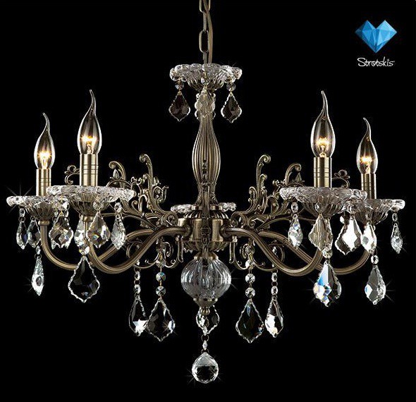 Люстра Eurosvet 3281/5 античная бронза/прозрачный хрусталь Strotskis