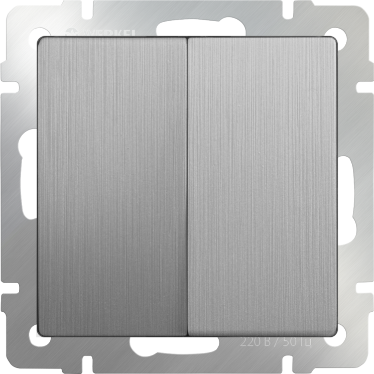 Выключатель  двухклавишный  cеребряный рифленый Werkel W1120009 (WL09-SW-2G)