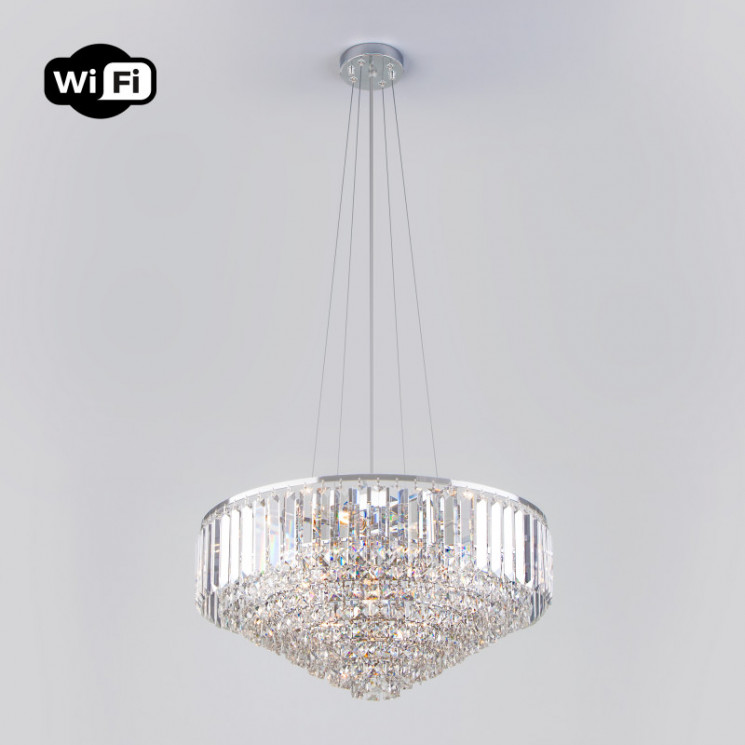 Каскадная люстра Eurosvet 10121/9 хром/прозрачный хрусталь Strotskis Smart (10105/9) Torreta