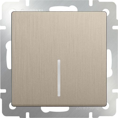 Выключатель одноклавишный с подсветкой Werkel W1110110 (WL10-SW-1G-LED шампань рифленый)