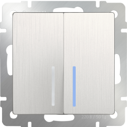 Выключатель  двухклавишный проходной с подсветкой перламутровый рифленый Werkel W1122113 (WL13-SW-2G-2W-LED)