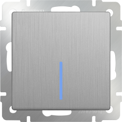 Выключатель одноклавишный проходной с подсветкой cеребряный рифленый Werkel W1112109 (WL09-SW-1G-2W-LED)