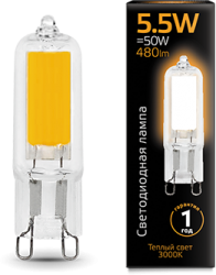 Светодиодная лампа GAUSS 107809105 LED G9 AC220-240V 5.5W 480lm 3000K Glass