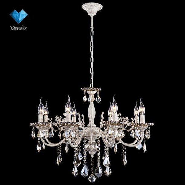 Люстра Eurosvet 3281/8 белый с золотом/тонированный хрусталь Strotskis