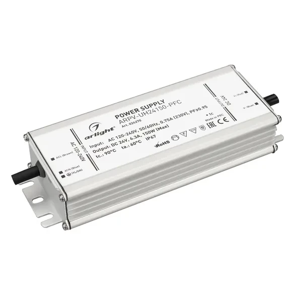 Блок питания Arlight ARPV-UH24150-PFC 24V, 6.3A, 150W IP67 Металл, 7 лет 024270