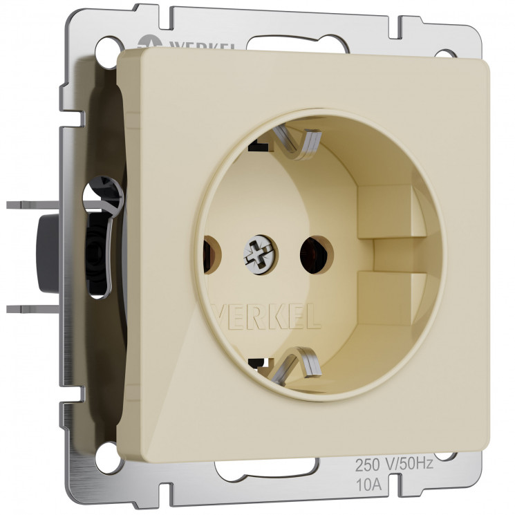 Розетка с заземлением и шторками (айвори акрил) Werkel W1171143