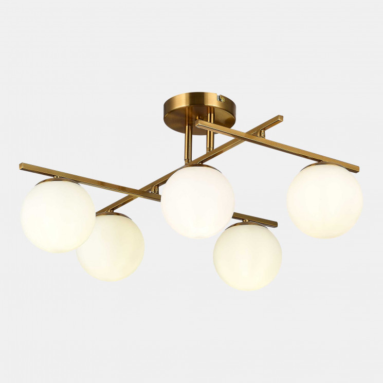 Светильник потолочный EVOLUCE Латунь/Белый E14 5*40W           SLE1195-302-05