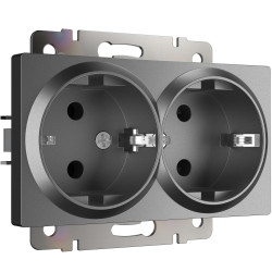 Розетка двойная с заземлением (графит матовый) W1172064 Werkel